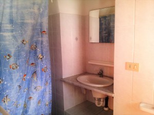 bagno con doccia e lavabo Alloggio Lavanda